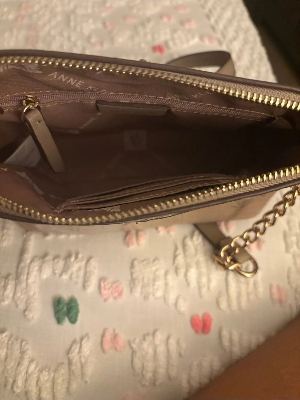Taupe Croc-Embossed Crossbody Bag